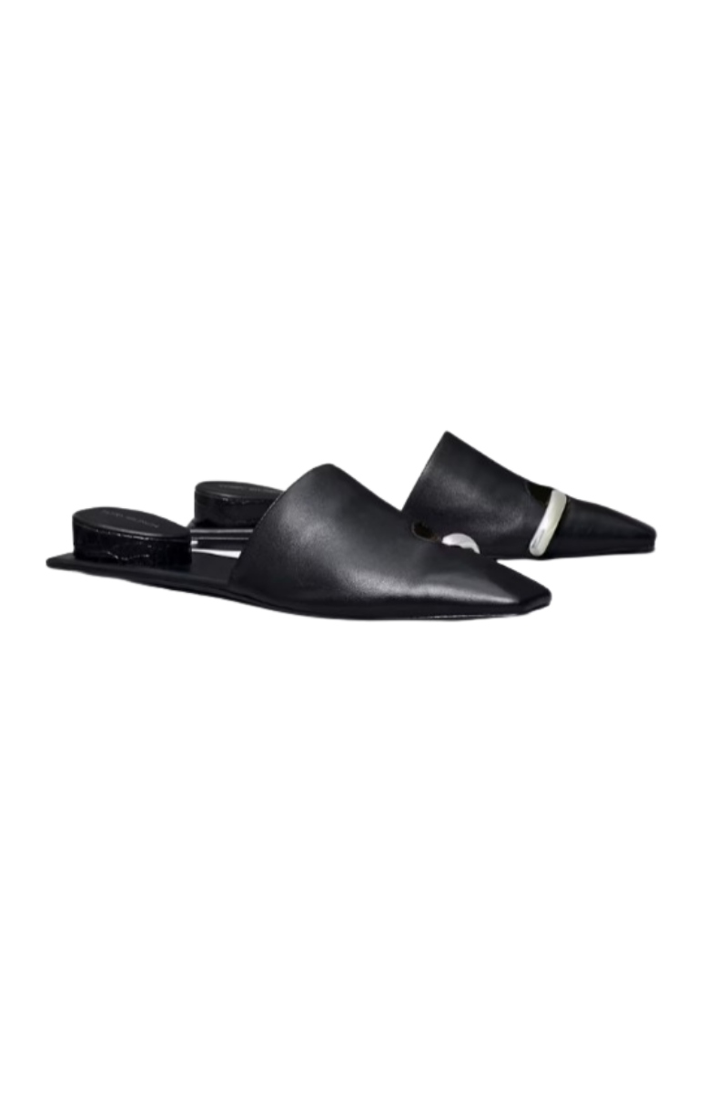 Tory Burch Pierced Mule Slippers Perfect Black/Silver 148648043