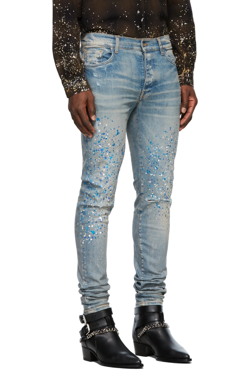 AMIRI Blue Crystal Painter Jeans