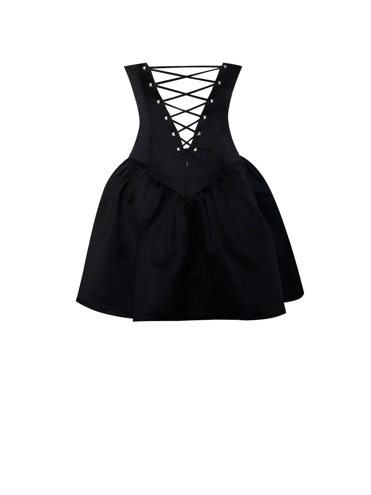Silvia Black Satin Crystal Bustier A-Line Mini Dress (Archive Sale)