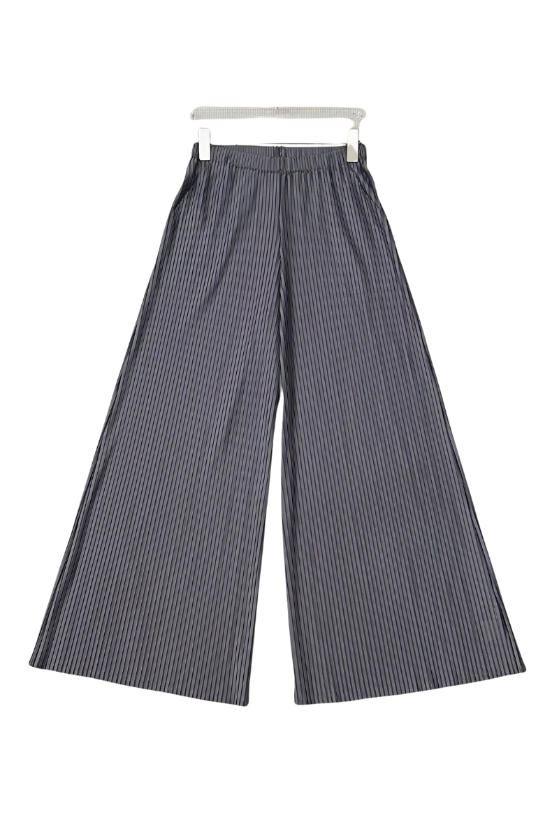 Max Simple Pleated Elastic Waist Pants Grey