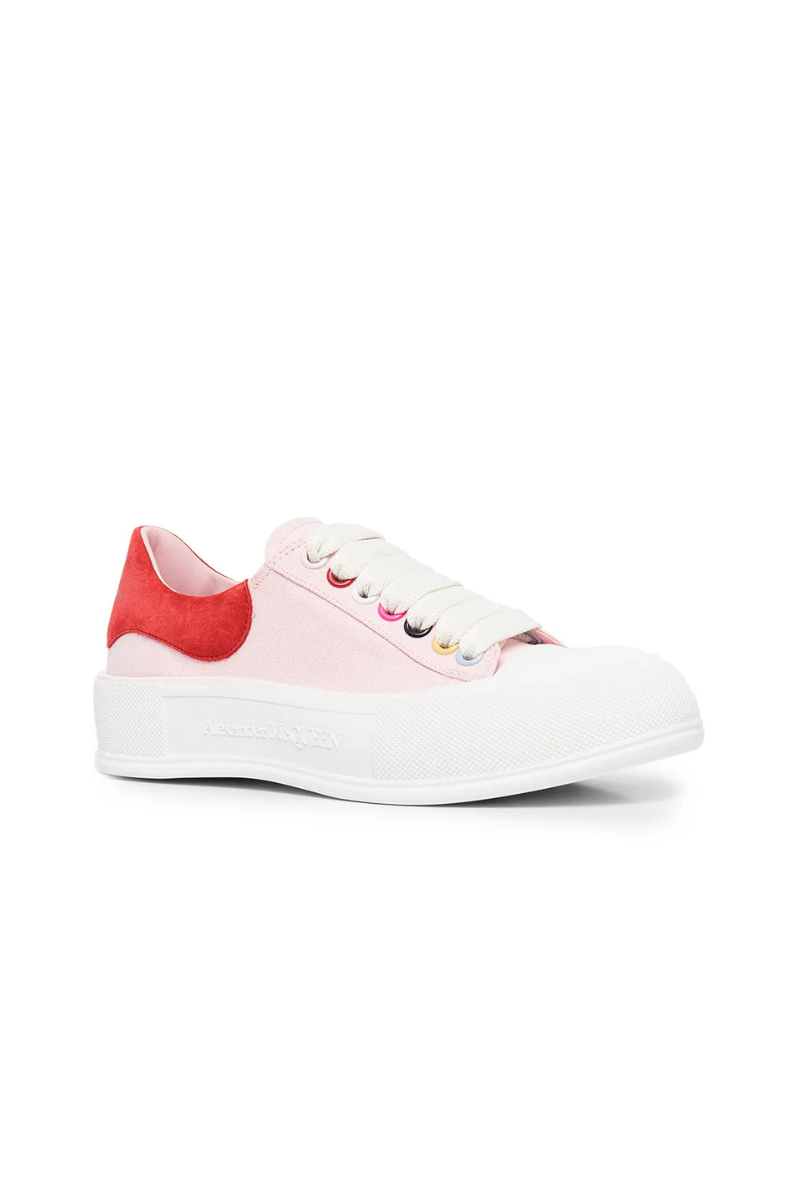 ALEXANDER MCQUEEN Deck Multicolor Lace-Up Sneakers Pink Red