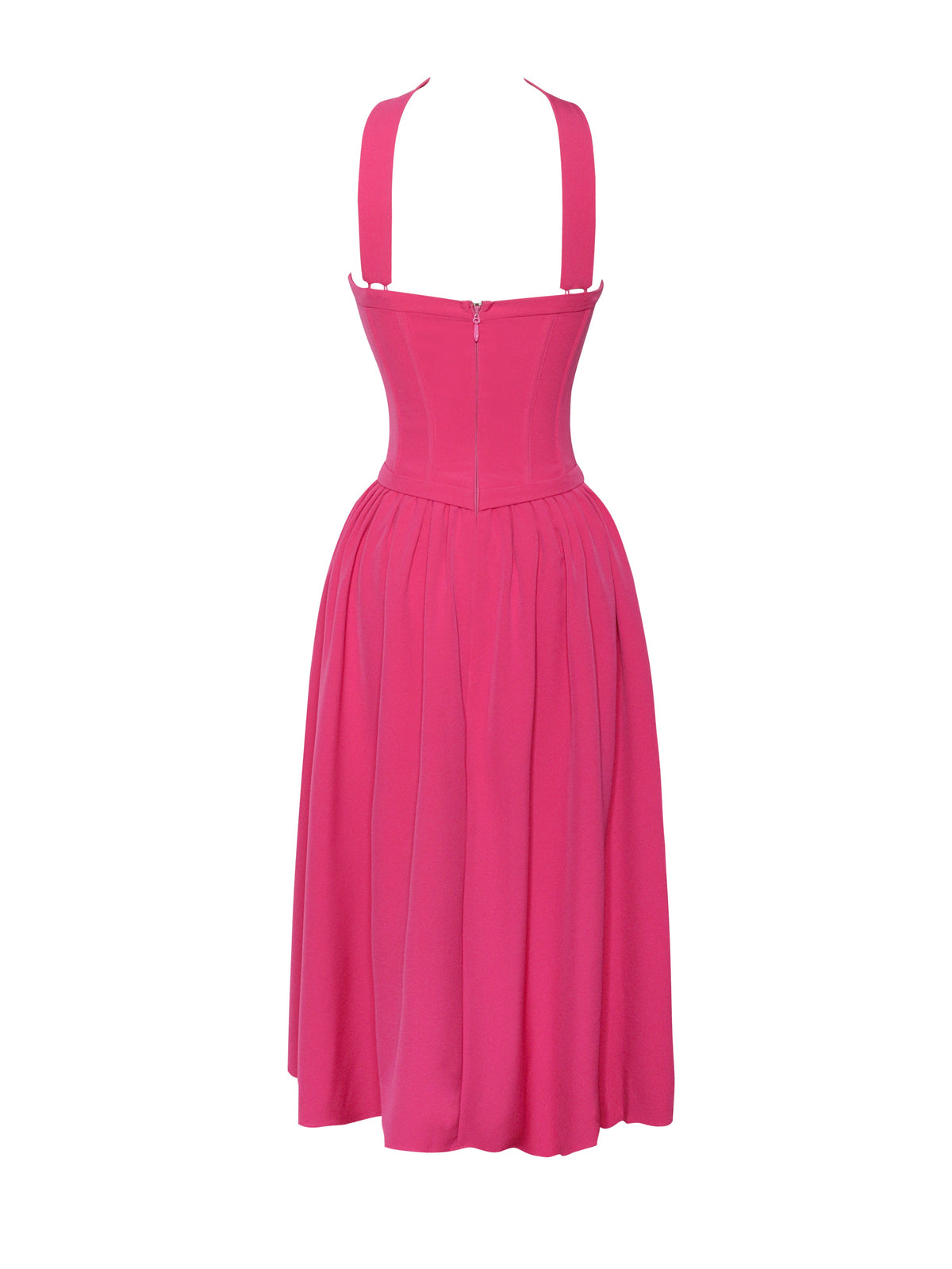 Maia Fuchsia Halter Neck Corset Midi Sundress (Archive Sale)