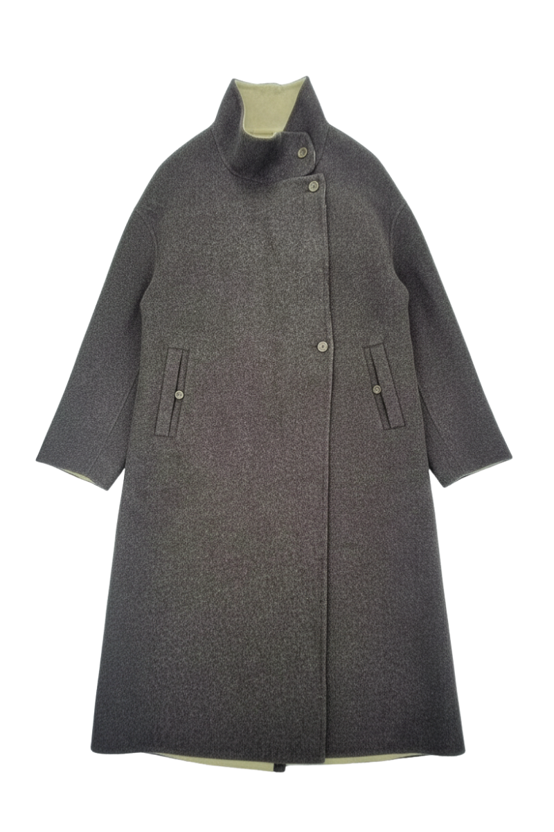 Max Simple Stand-up Collar Wool Coat_Mocca