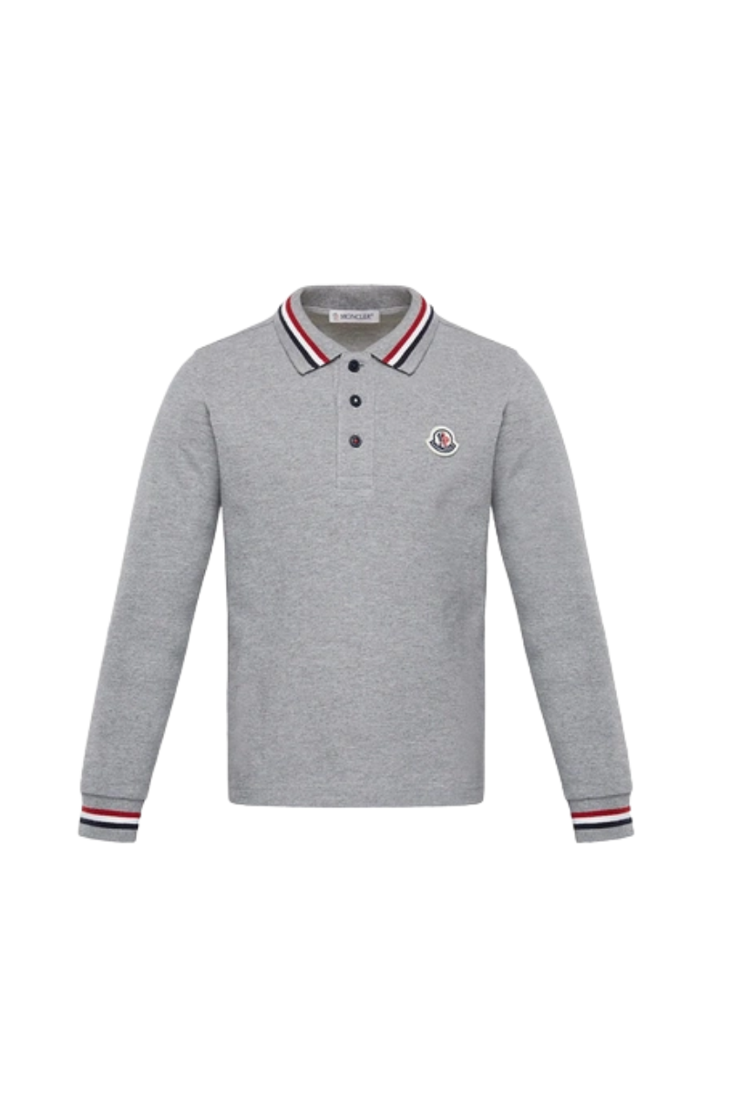 Moncler Kids' Grey MAGLIA POLO MANICA LUNGA