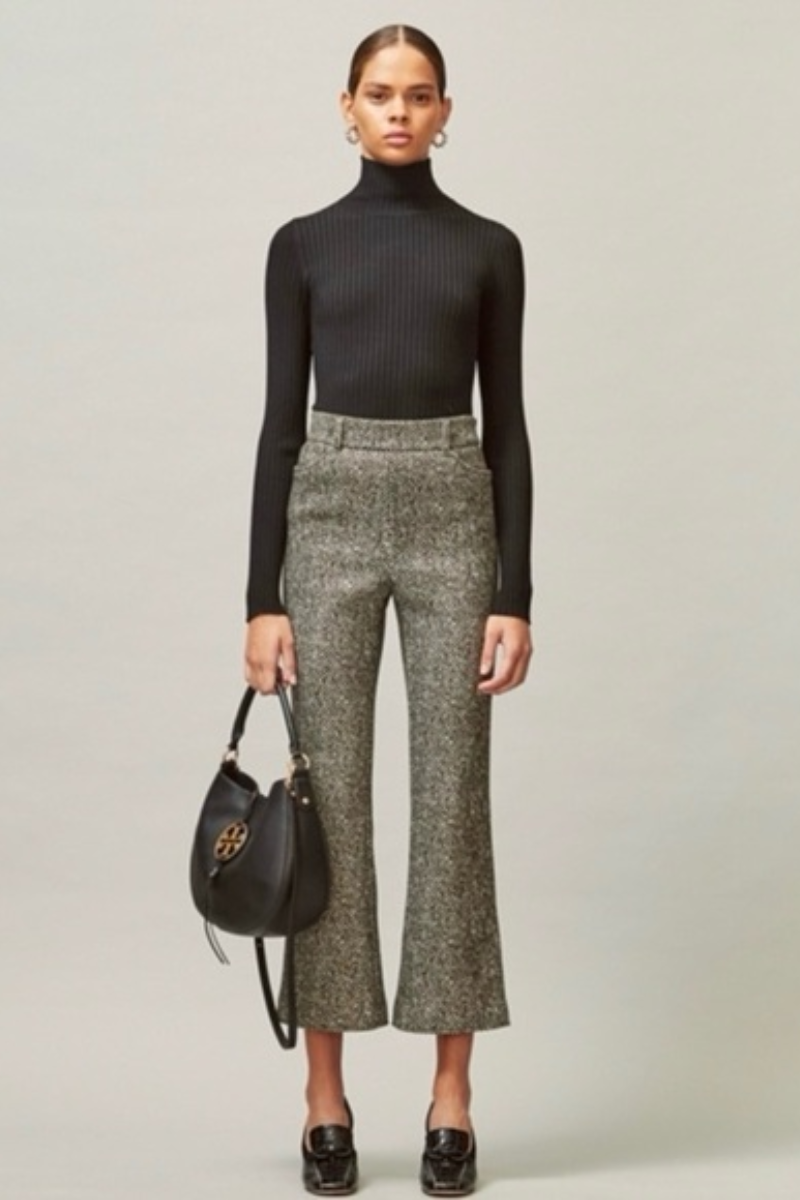 Tory Burch Printed Donegal High-waisted Pant