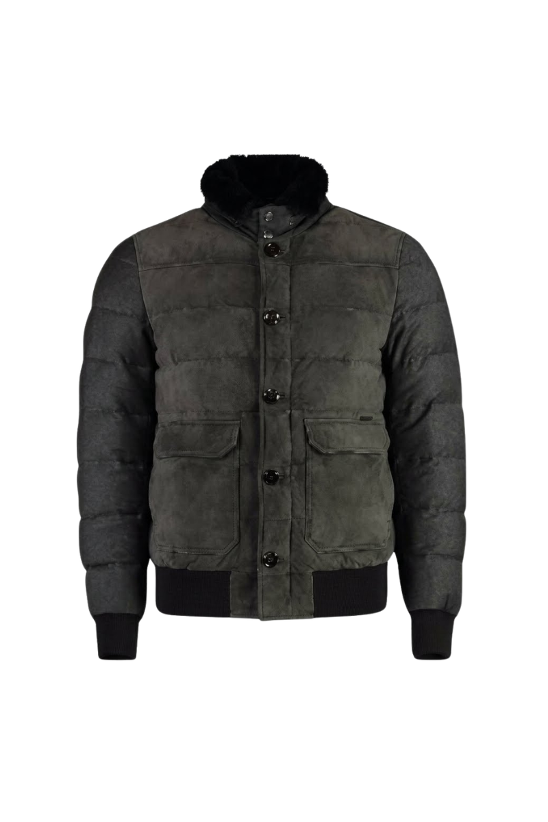 MooRER FANTONI-URL Fur Collar Bomber Jacket Marmotta