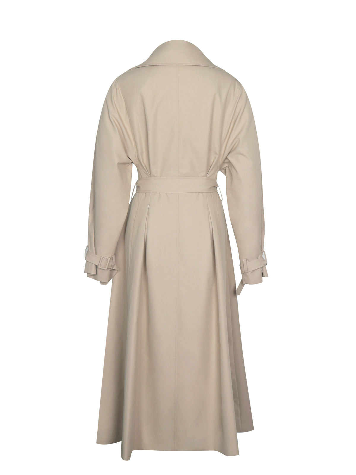 Ulila Beige Double-Breasted Pleated Cotton-Blend Trench Coat