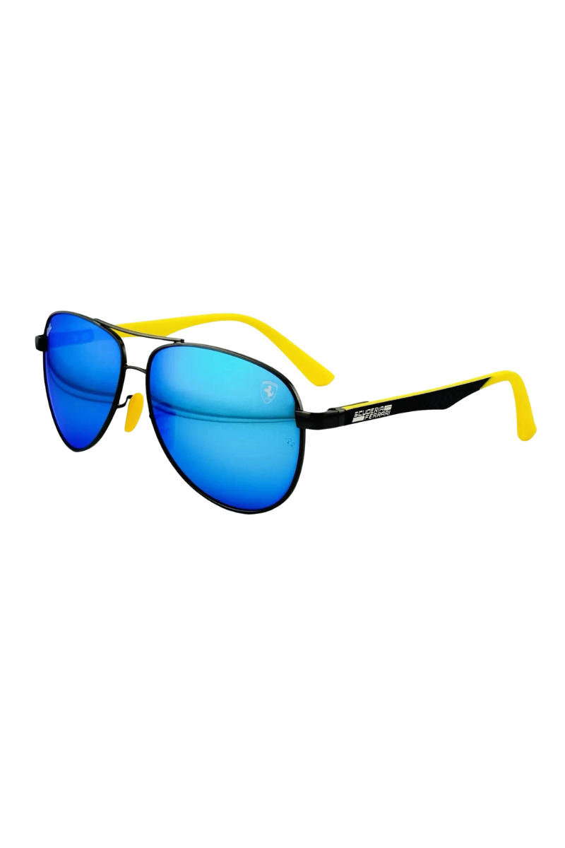 Ray Ban Sunglasses RB8313M Scuderia Ferrari Black Frame with Blue Mirror Lenses