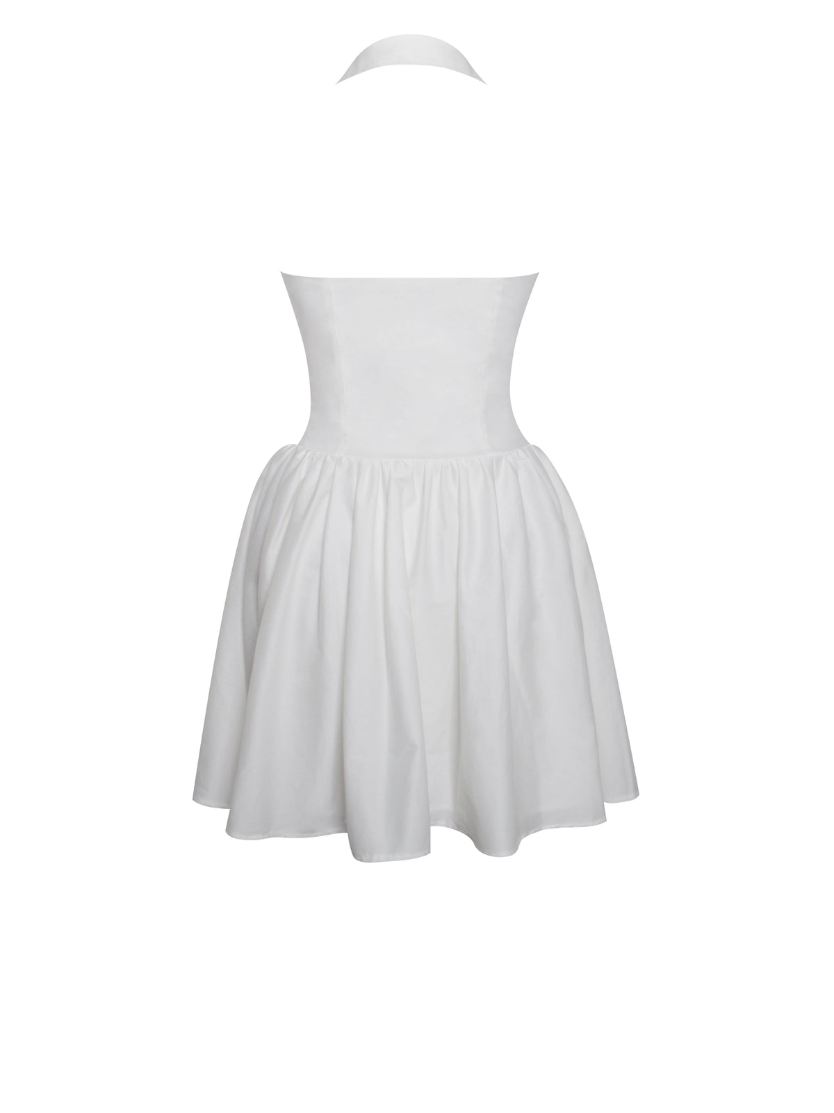 Hailey White Embroidered Collared Halter Drop Waist Mini Dress (Archive Sale)