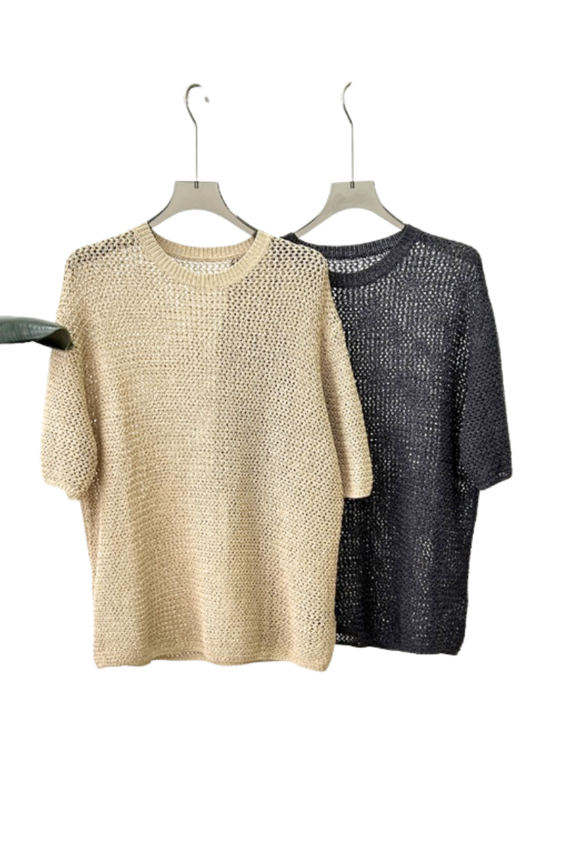 Max Simple Mesh Knit Top Khaki