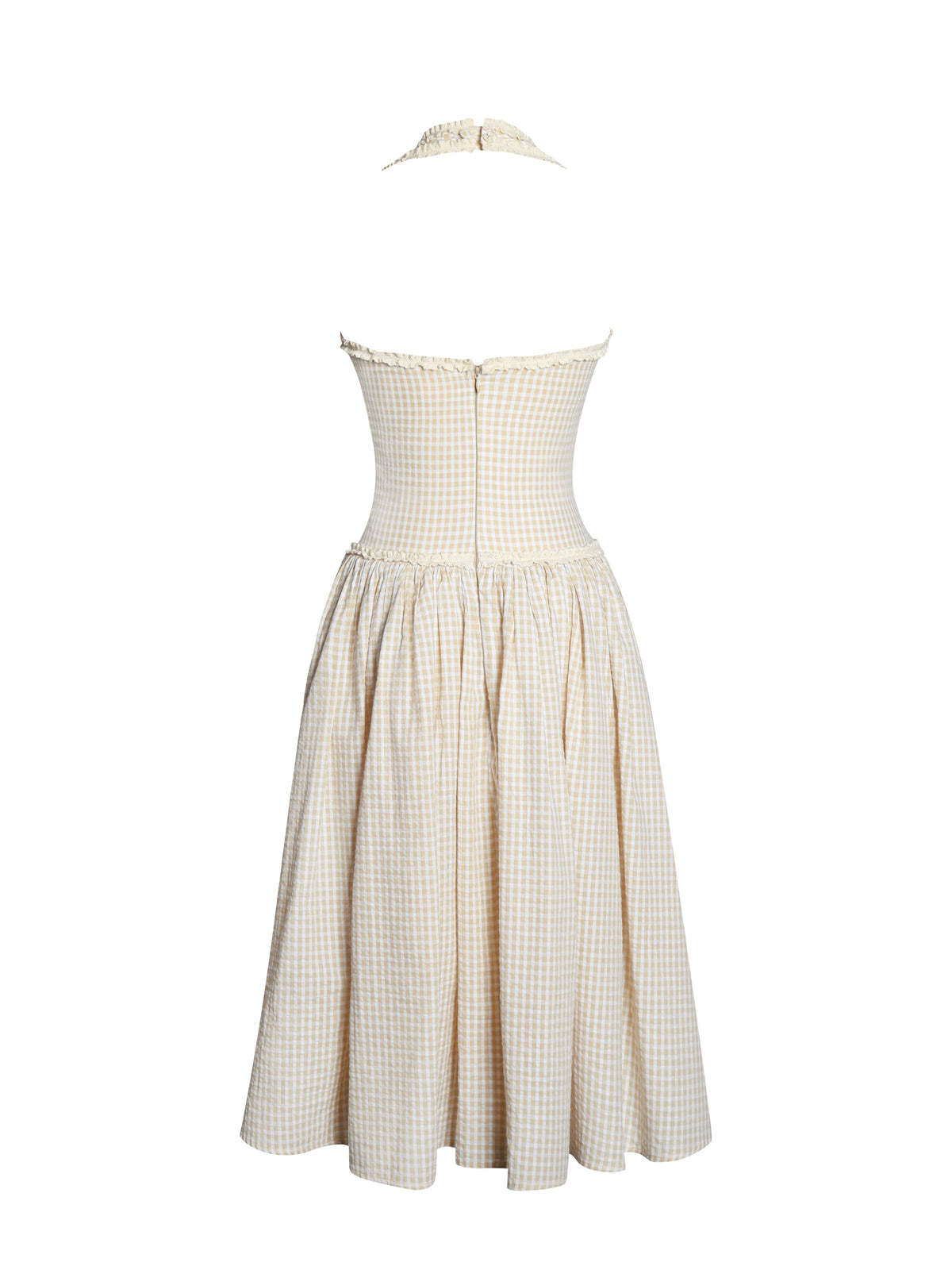 Idella Yellow Gingham U Neck Midi Dress (Archive Sale)