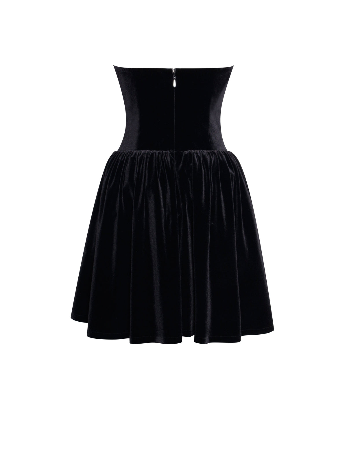 Nora Black Velvet Drop Waist Corset Puffy Mini Dress with Lace Trim (Archive Sale)