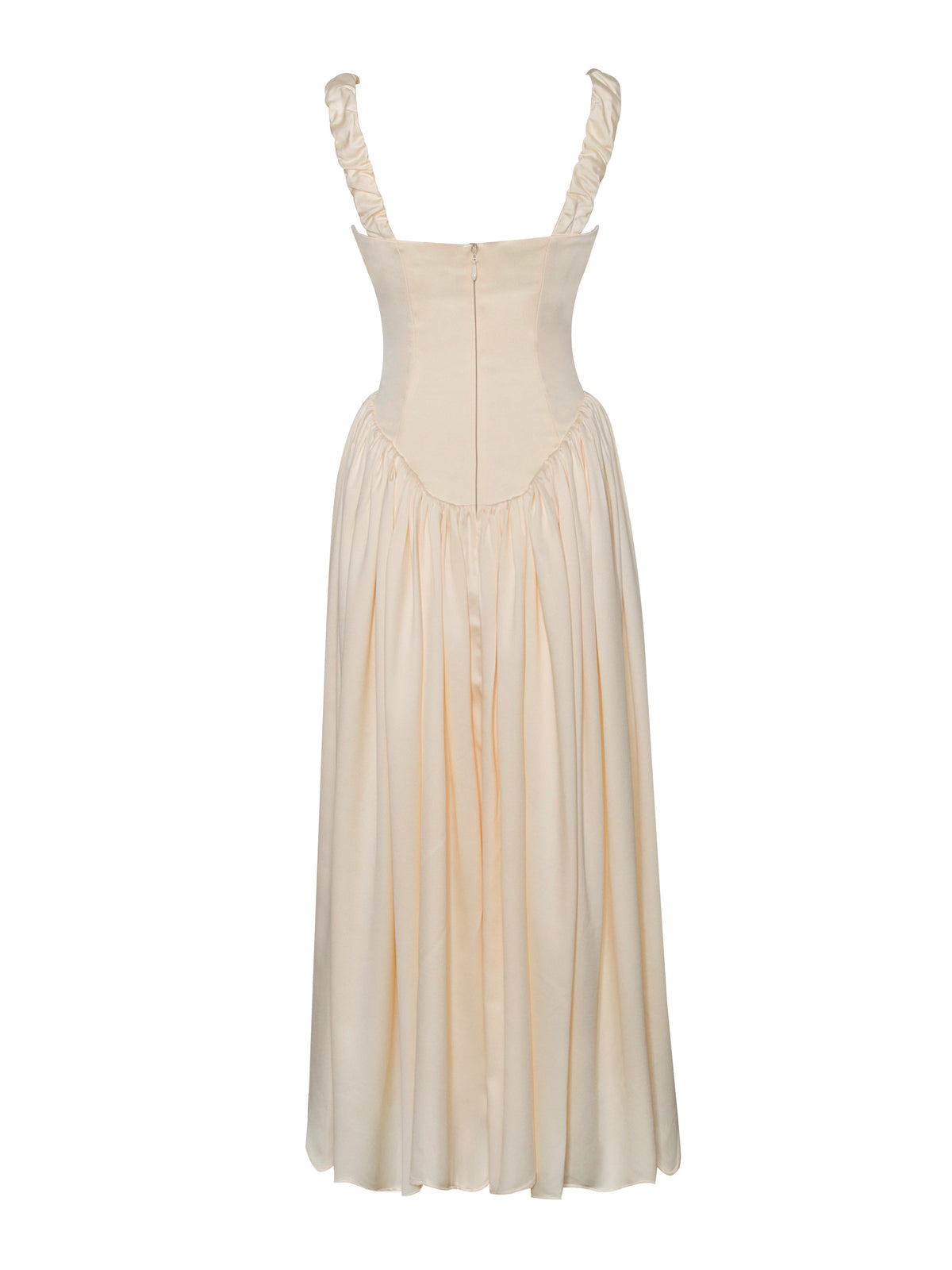 Noreen Egg White Satin Drop Waist Maxi Sundress (Archive Sale)
