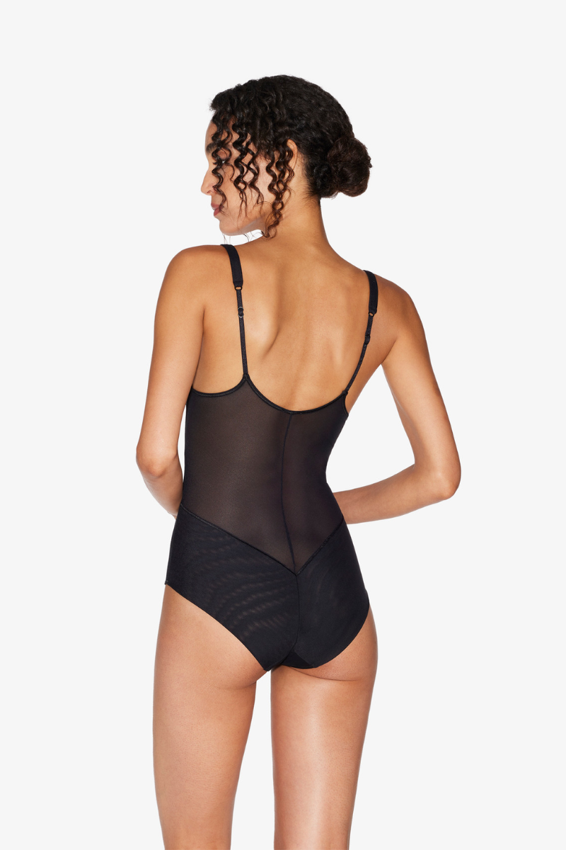 La Perla Bodysuit In Black Stretch Tulle