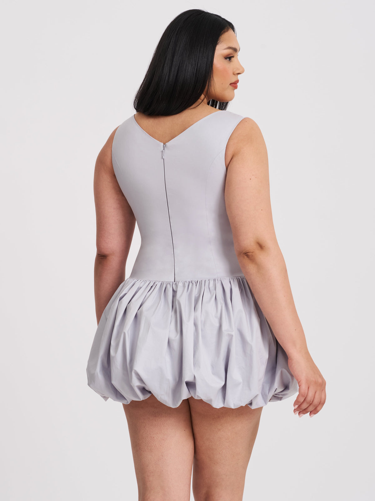 Zada Grey Pleated Breast Bubble Hem Mini Dress (Archive Sale)