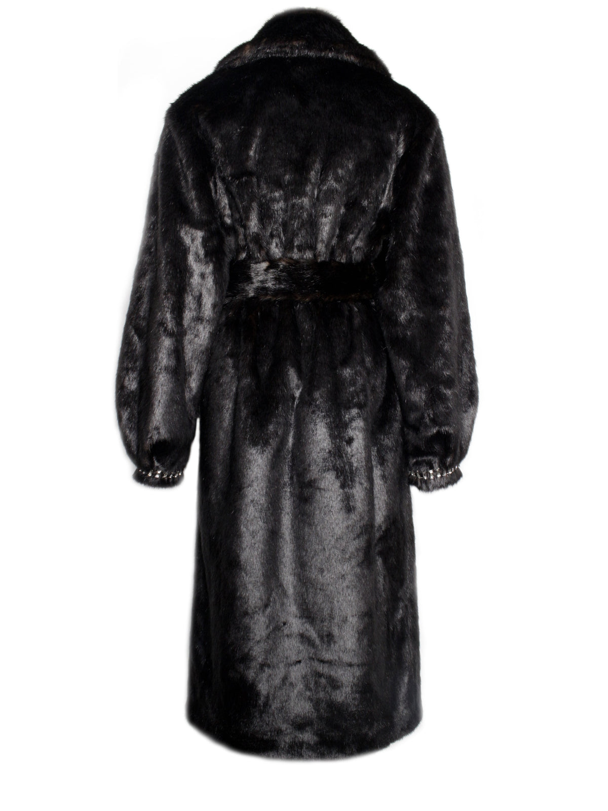 Yahia Black Vegan Long Faux Mink Coat (Archive Sale)