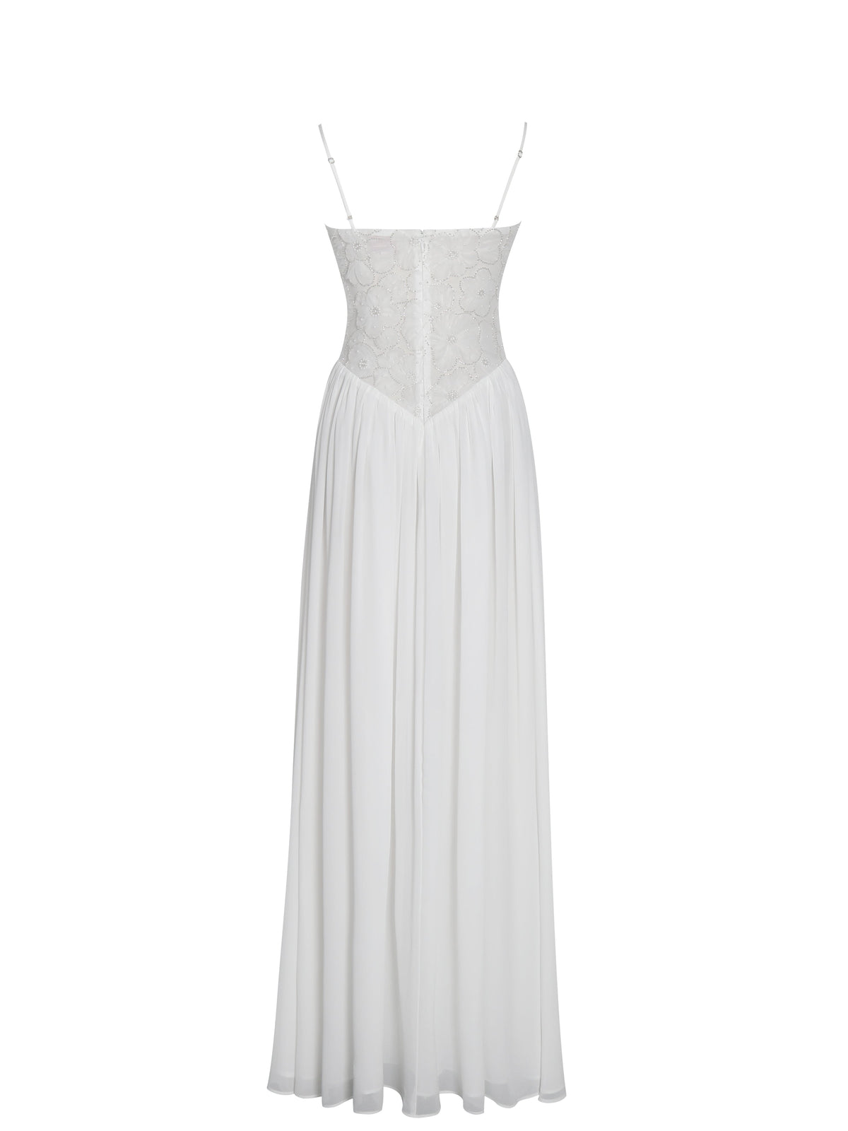 Ucille White Embroidered Chiffon Maxi Dress (Archive Sale)