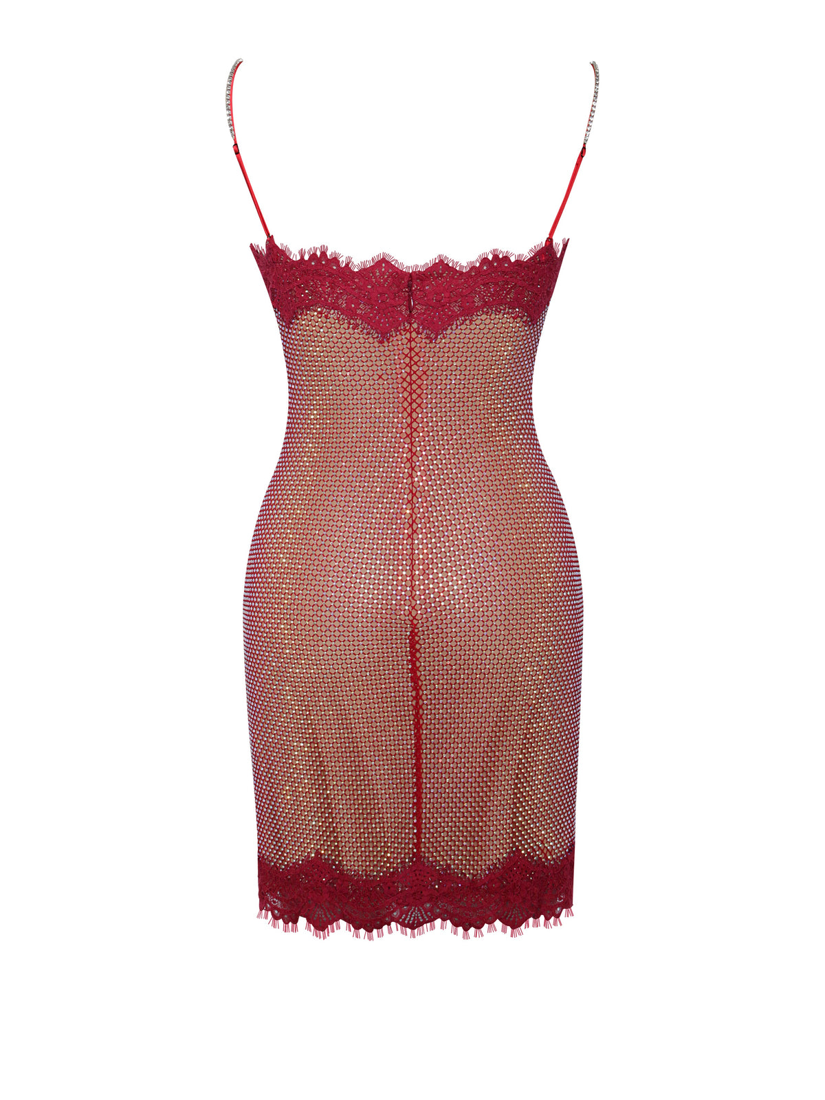 Remi Burgundy Mesh Rhinestone Lace Mini Dress(Archive Sale)