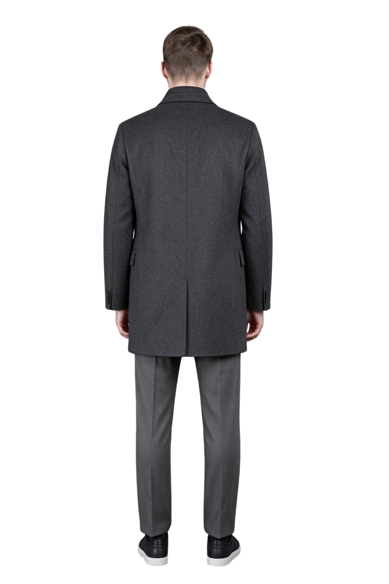 MooRER DOMIZIO-CW Layered Mid-Length Wool Coat Dark Grey