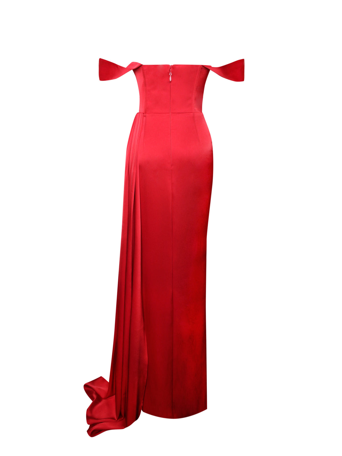 Zayda Red High Slit Corset Satin Gown (Archive Sale)