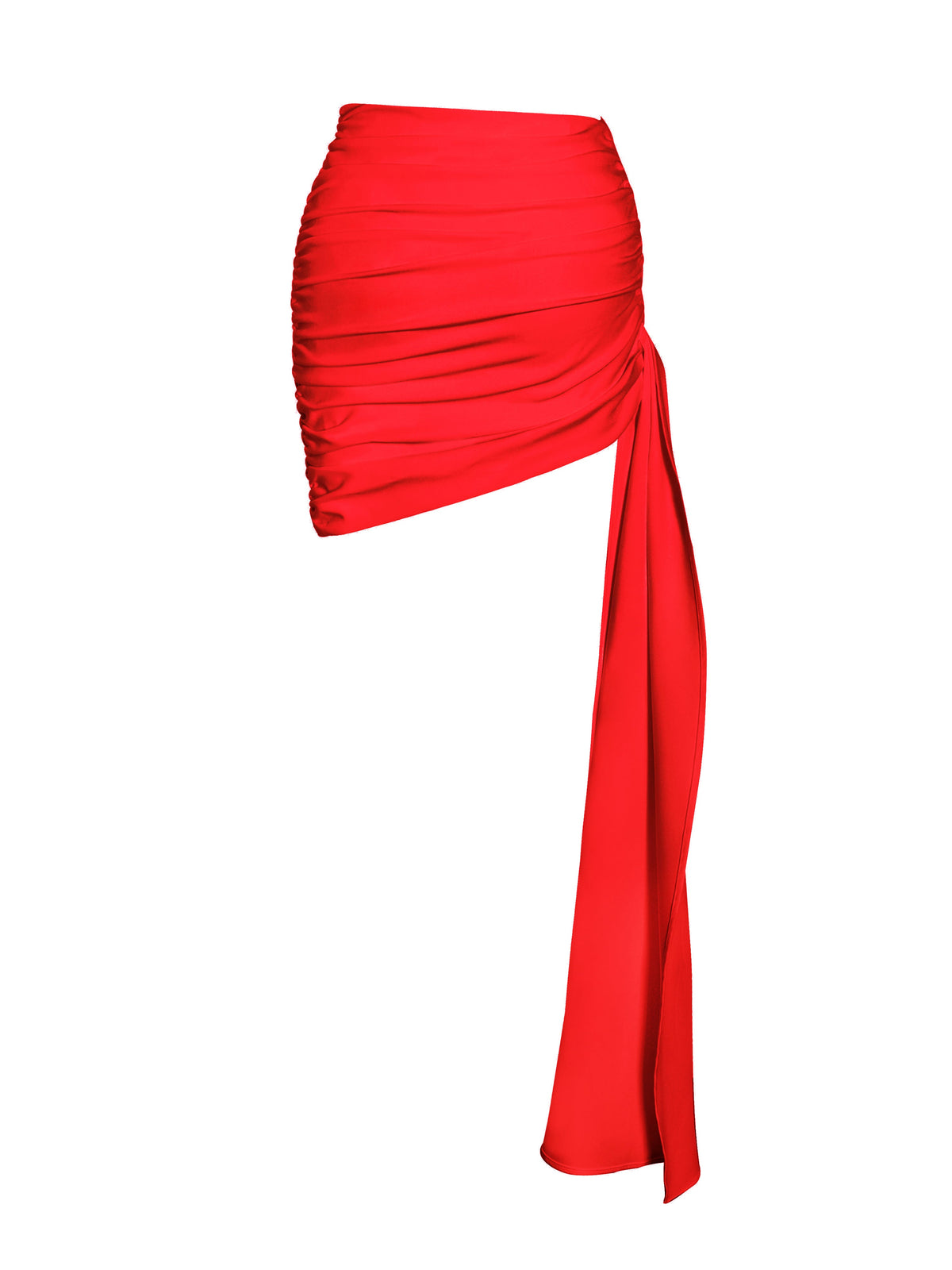 Yanina Red Ruched Drapping Mini Skirt (Archive Sale)