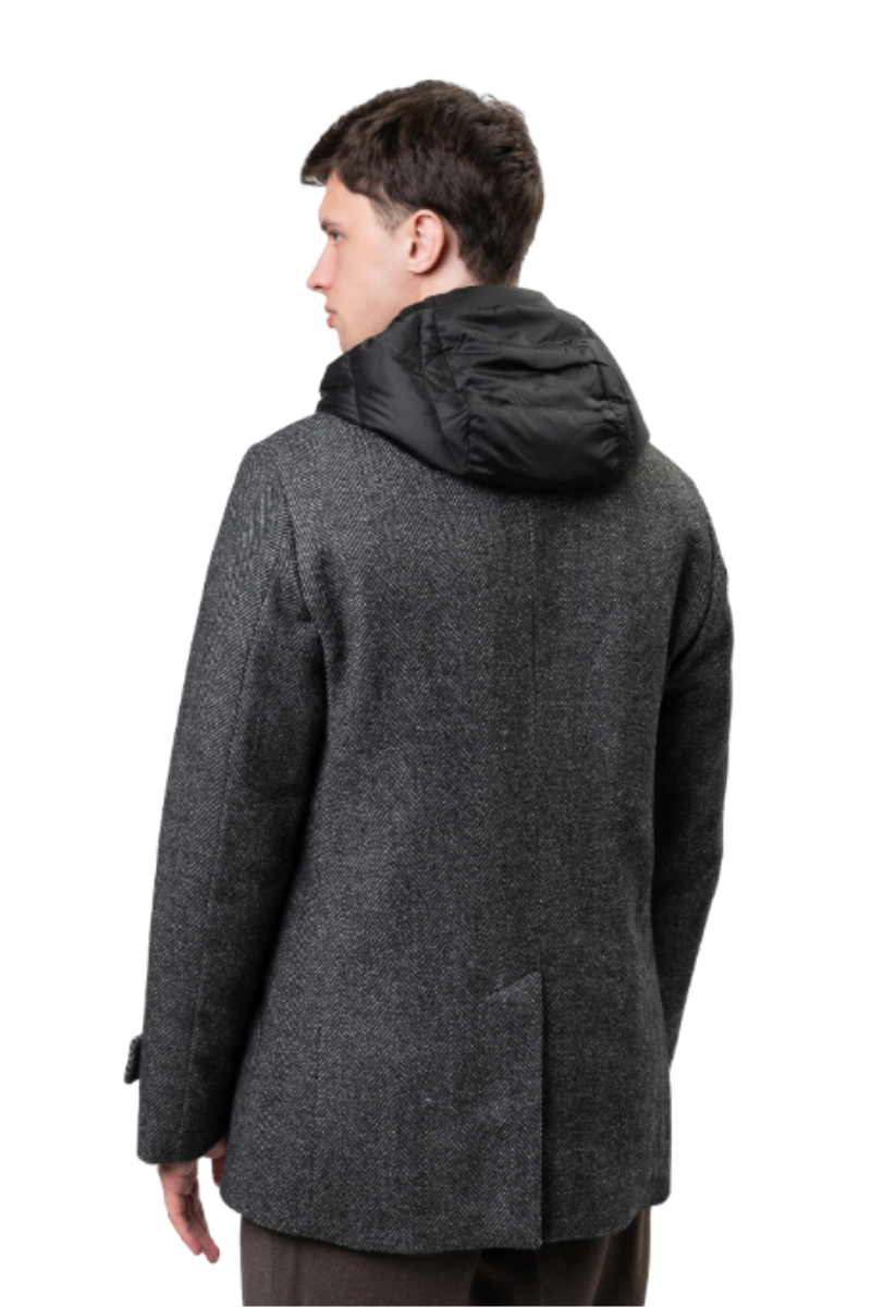 MooRER ELIGIO-LE Detachable Hood Peacoat Nero
