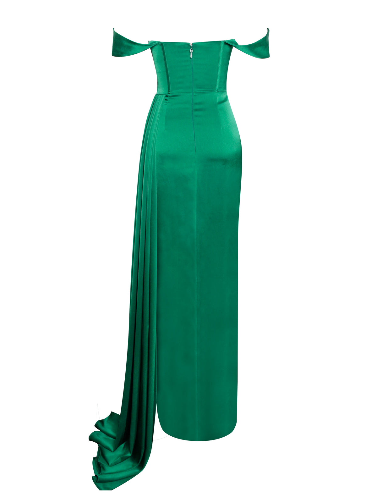 Zayda Green High Slit Corset Satin Gown (Archive Sale)