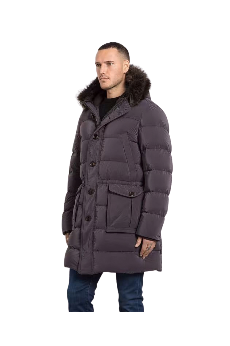 MooRER DARRISOS Fur-Trim Hooded Mid-Length Down Parka Beaver