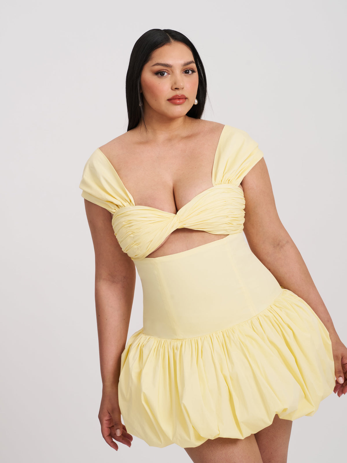 Umika Butter Yellow Bubble Hem Mini Dress (Archive Sale)
