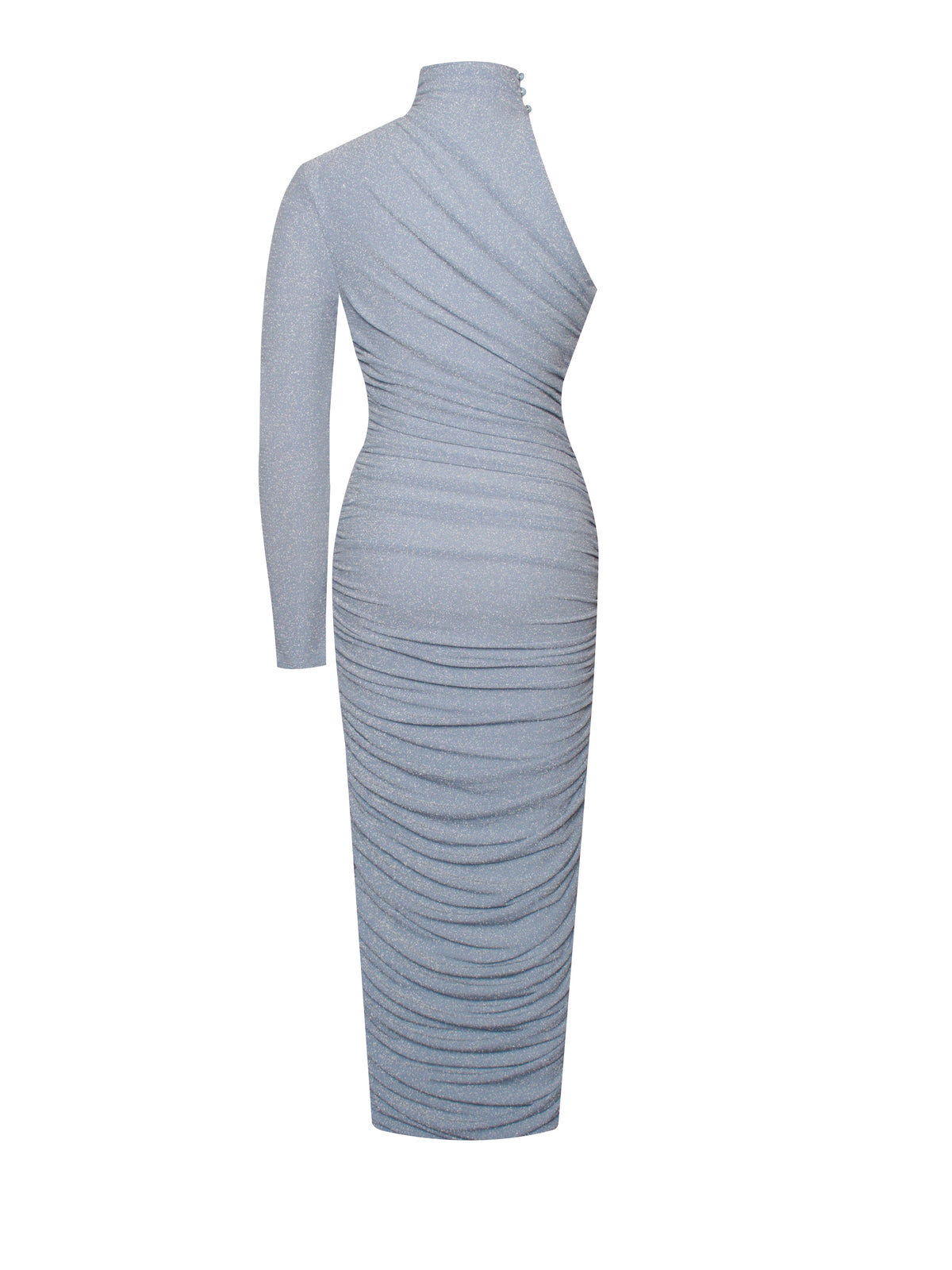Peyton Light Blue One Sleeve Ruched Pencil Dress (Archive Sale)