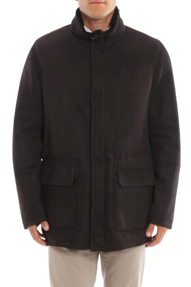MooRER ETTOREME Shearling Stand Collar Field Jacket Moro