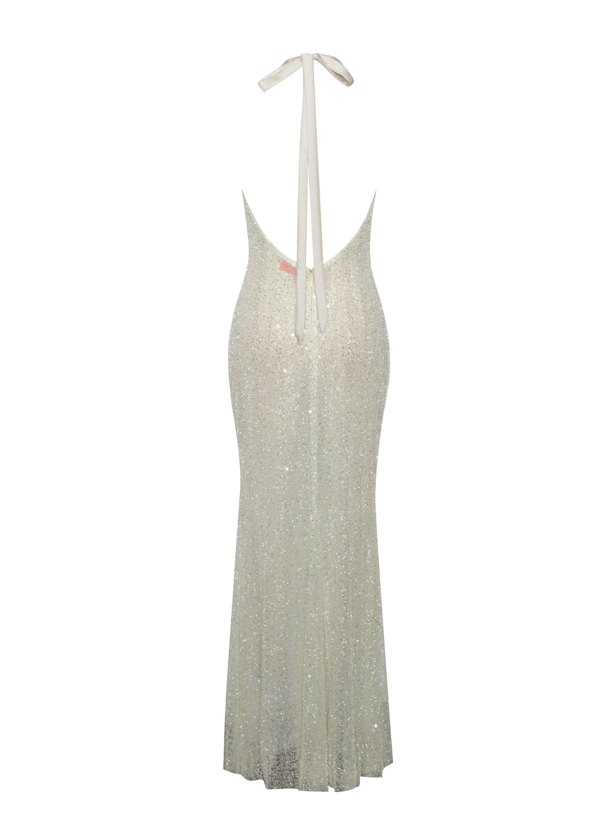 Zahya Lime Halter Backless Beaded Mesh Gown (Archive Sale)
