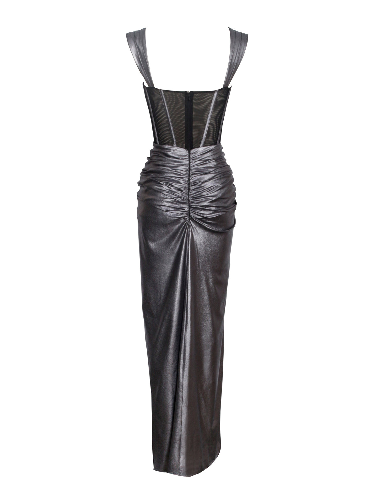 Odessa Silver Metallic Corset Maxi Dress (Archive Sale)