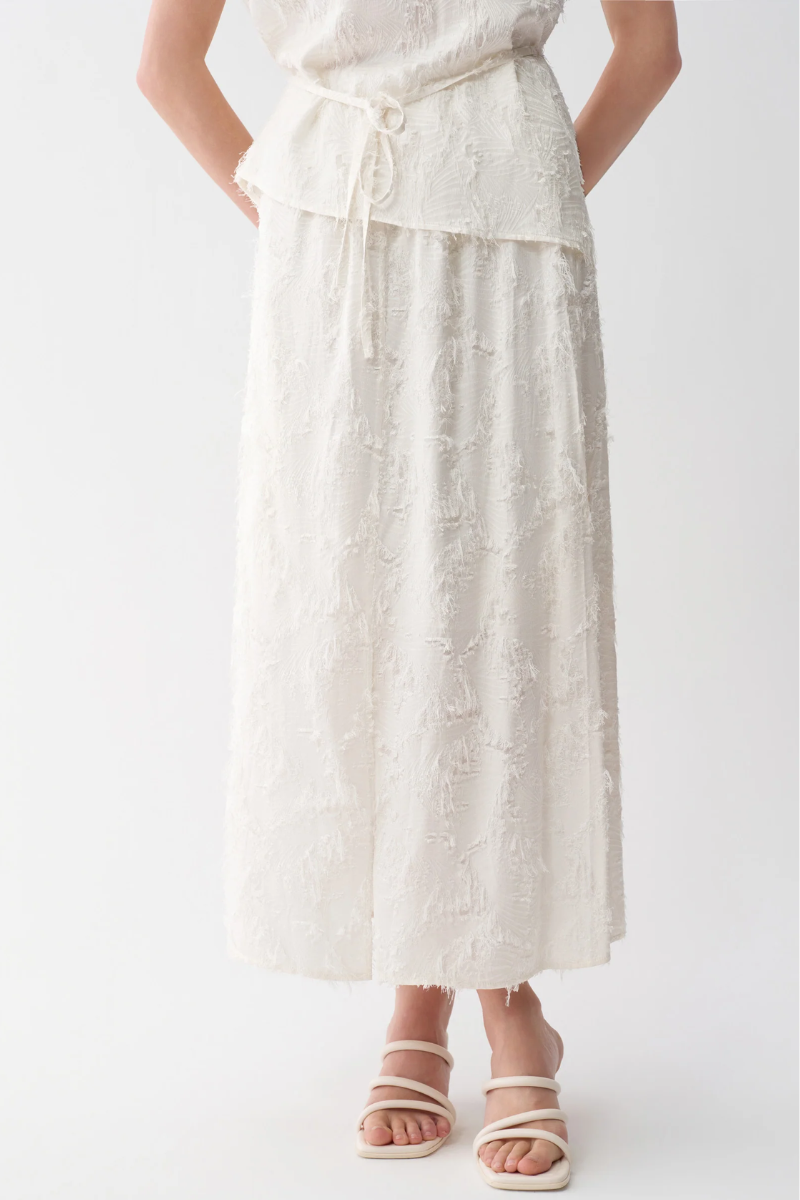 Max Simple Clipped-Jacquard Skirt White MSGL262119W