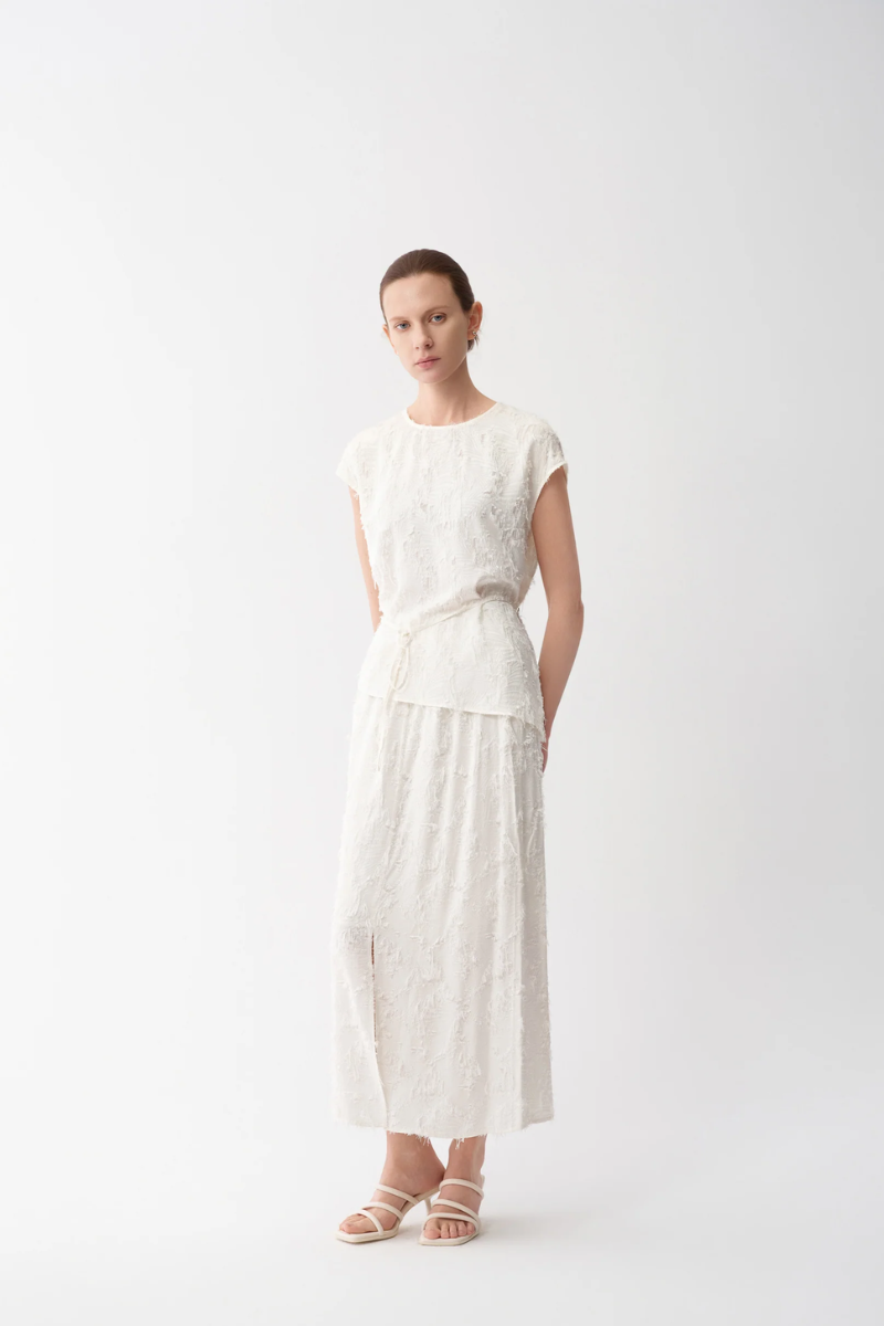 Max Simple Clipped-Jacquard Skirt White MSGL262119W