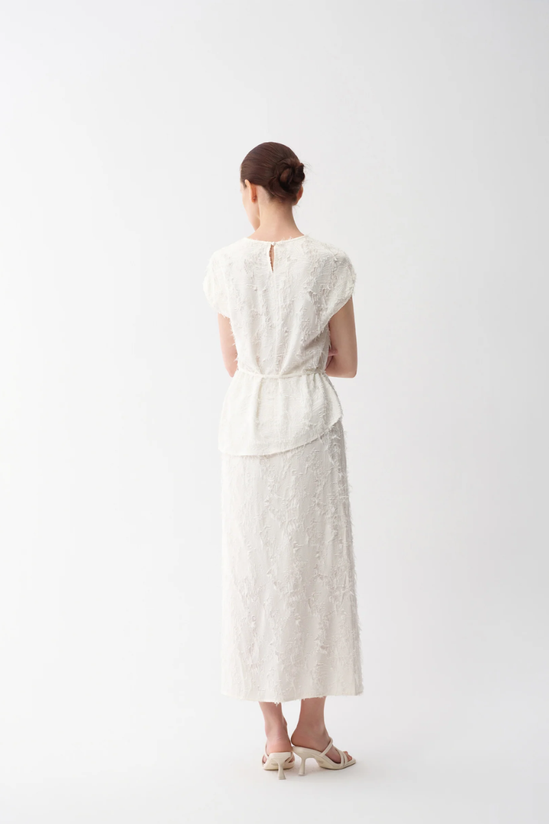 Max Simple Clipped-Jacquard Skirt White MSGL262119W