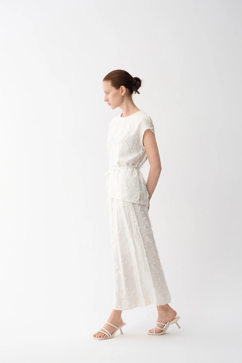 Max Simple Clipped-Jacquard Skirt White MSGL262119W