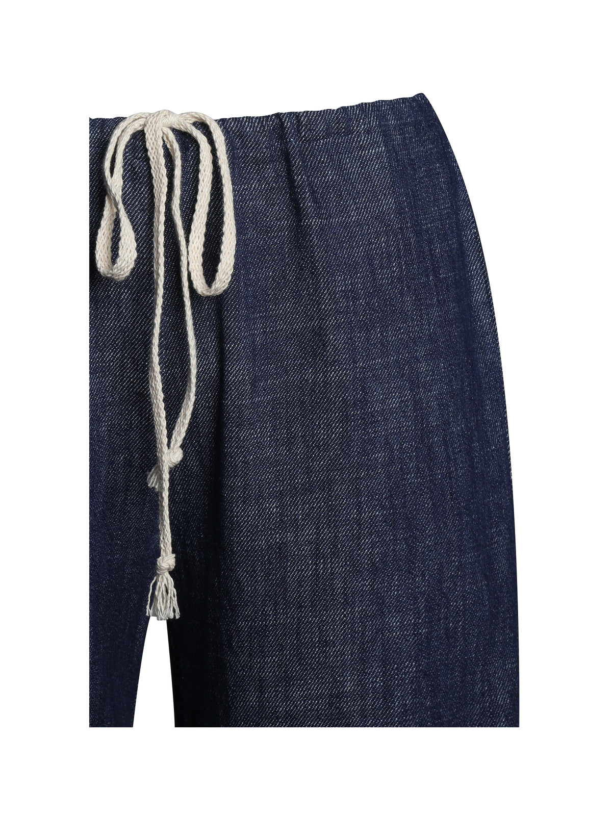 Raffaella Navy Cotton Denim Straight Leg Pants