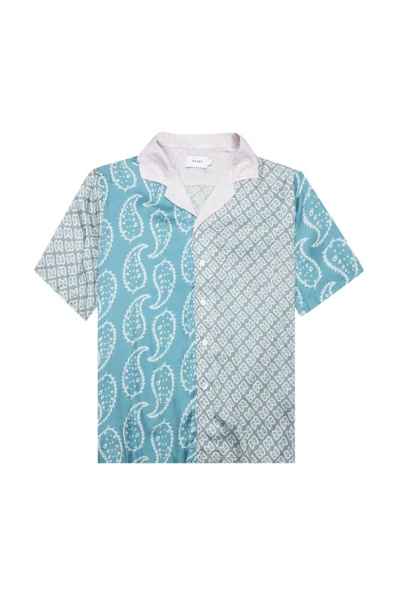 Rhude multi paisley button down 'green/blue'