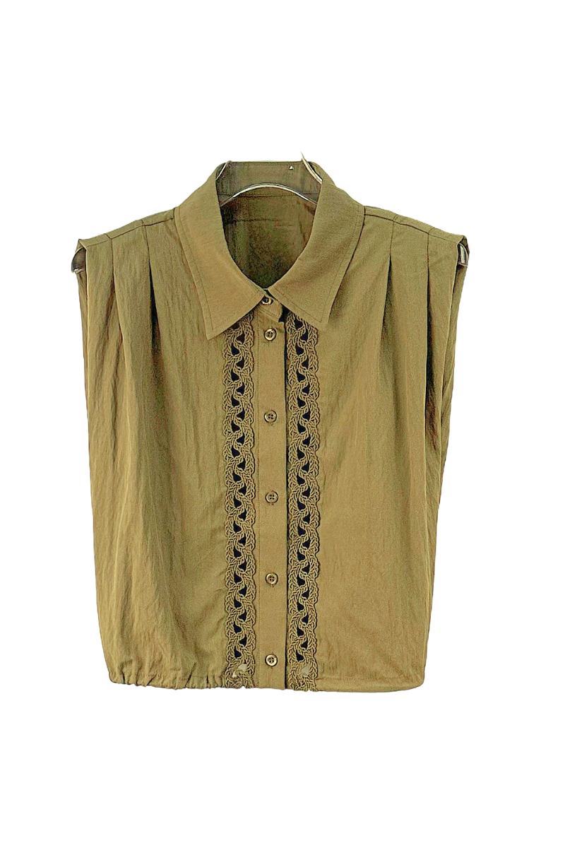 Max Simple Crochet-Lace Shirt Olive Green