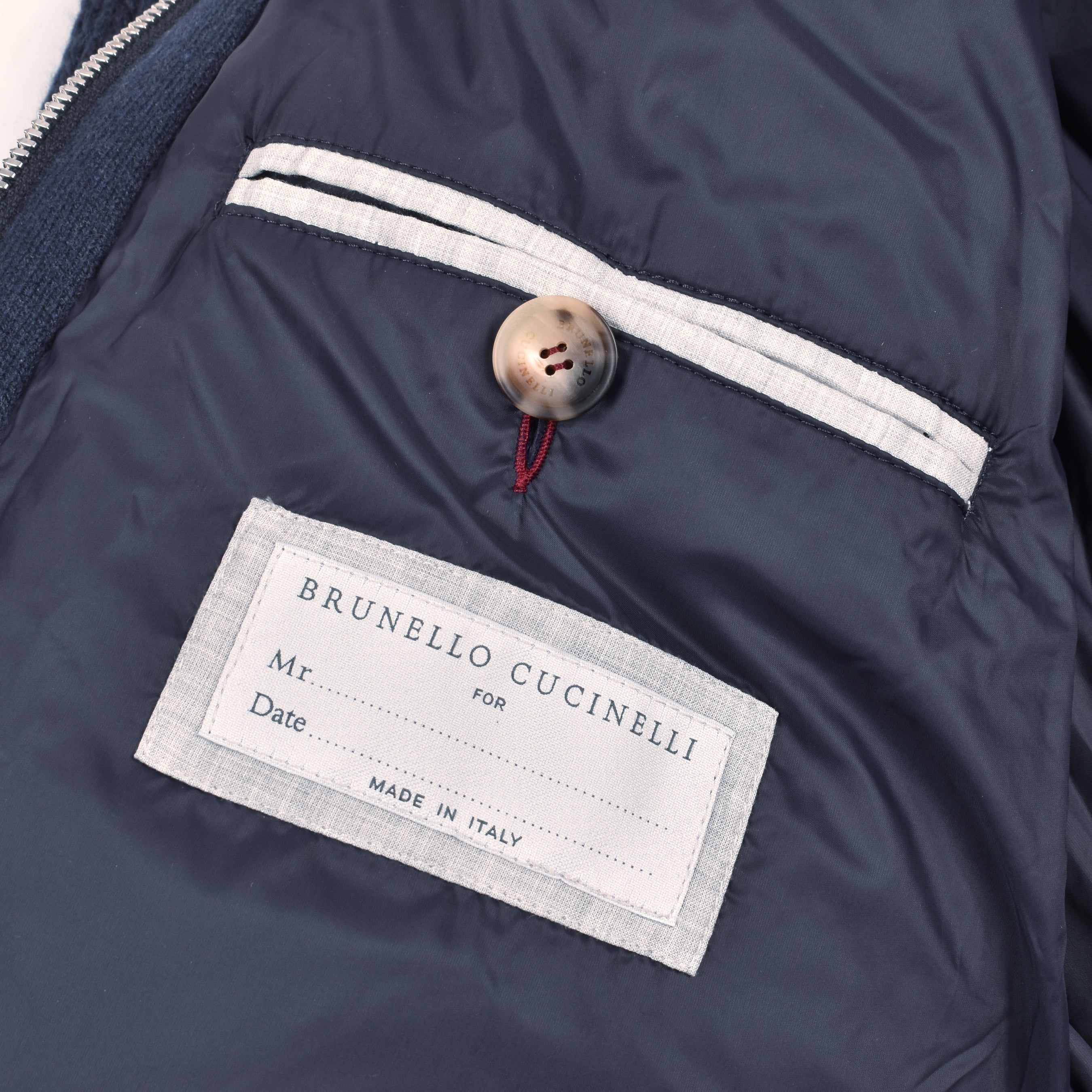 BRUNELLO CUCINELLI MEN'S NAVY WOOL ZIP KNIT JACKET