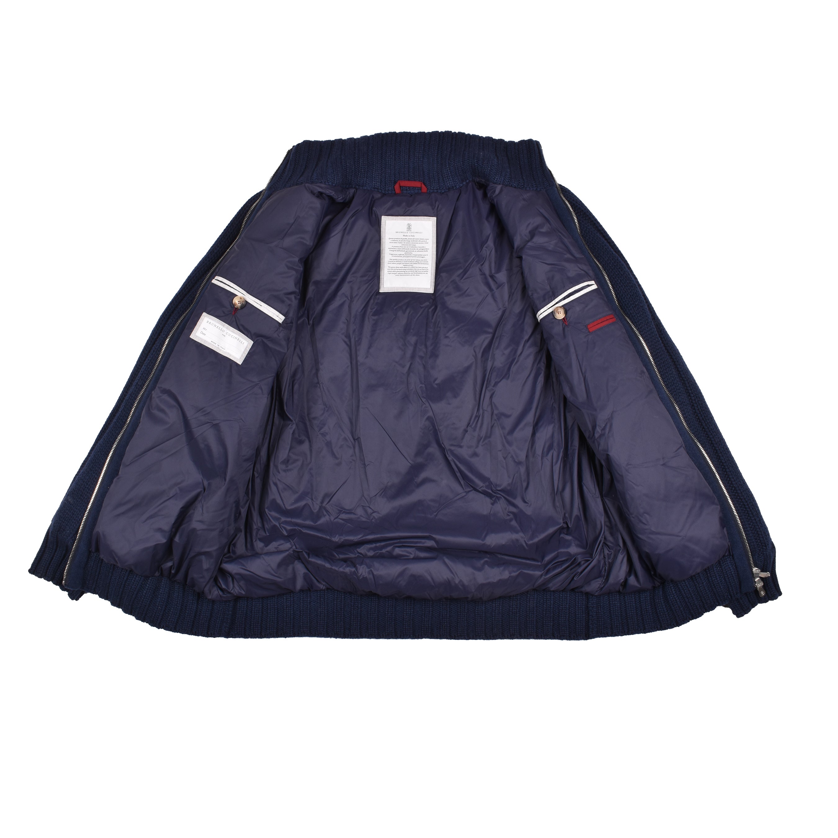 BRUNELLO CUCINELLI MEN'S NAVY WOOL ZIP KNIT JACKET