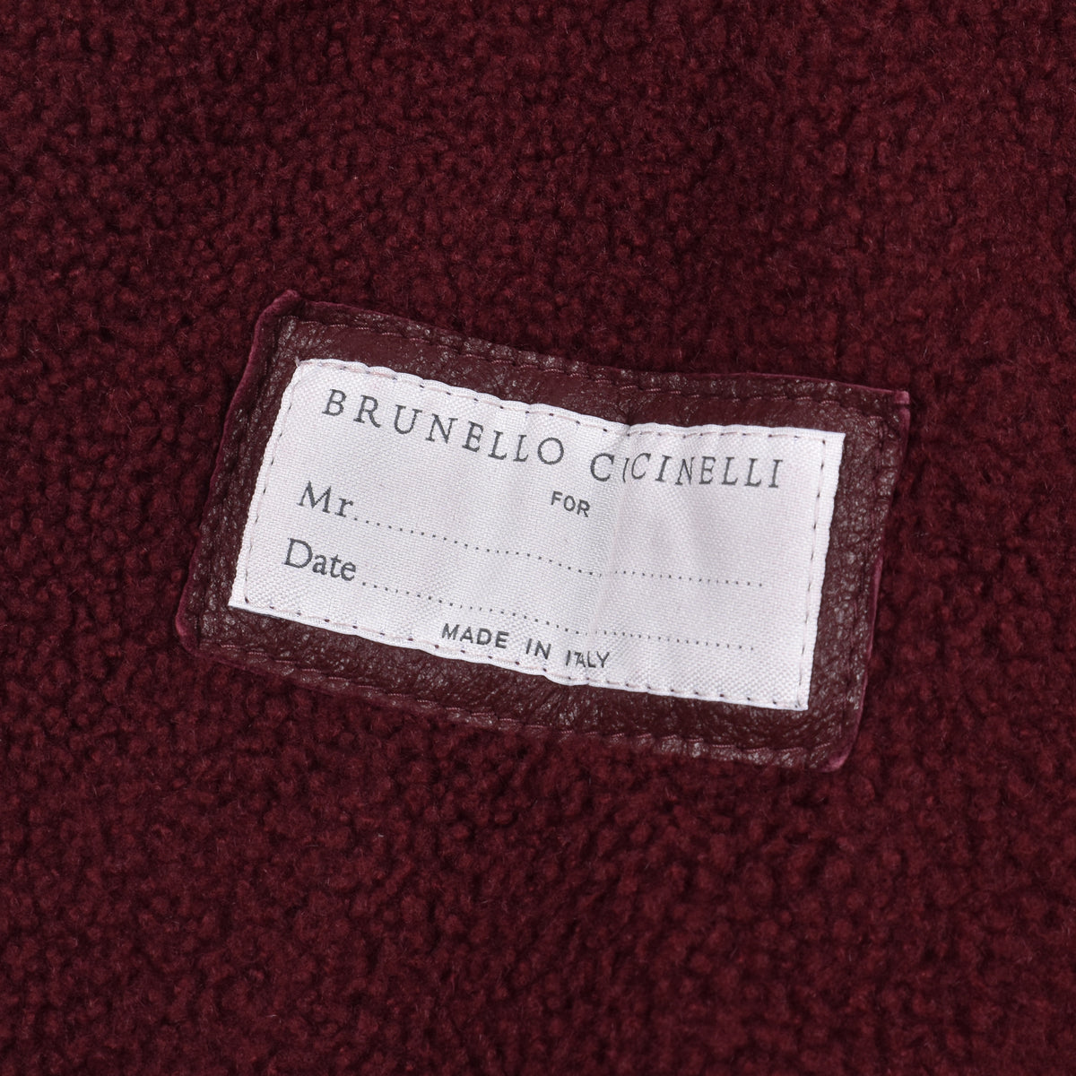 BRUNELLO CUCINELLI MEN'S BURGUNDY LEATHER BIKER JACKET