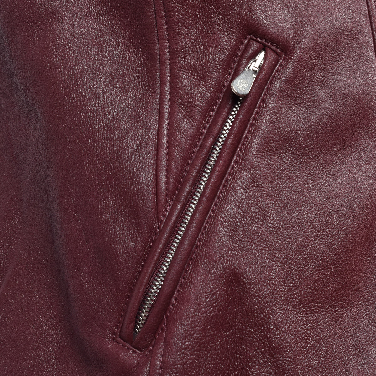 BRUNELLO CUCINELLI MEN'S BURGUNDY LEATHER BIKER JACKET