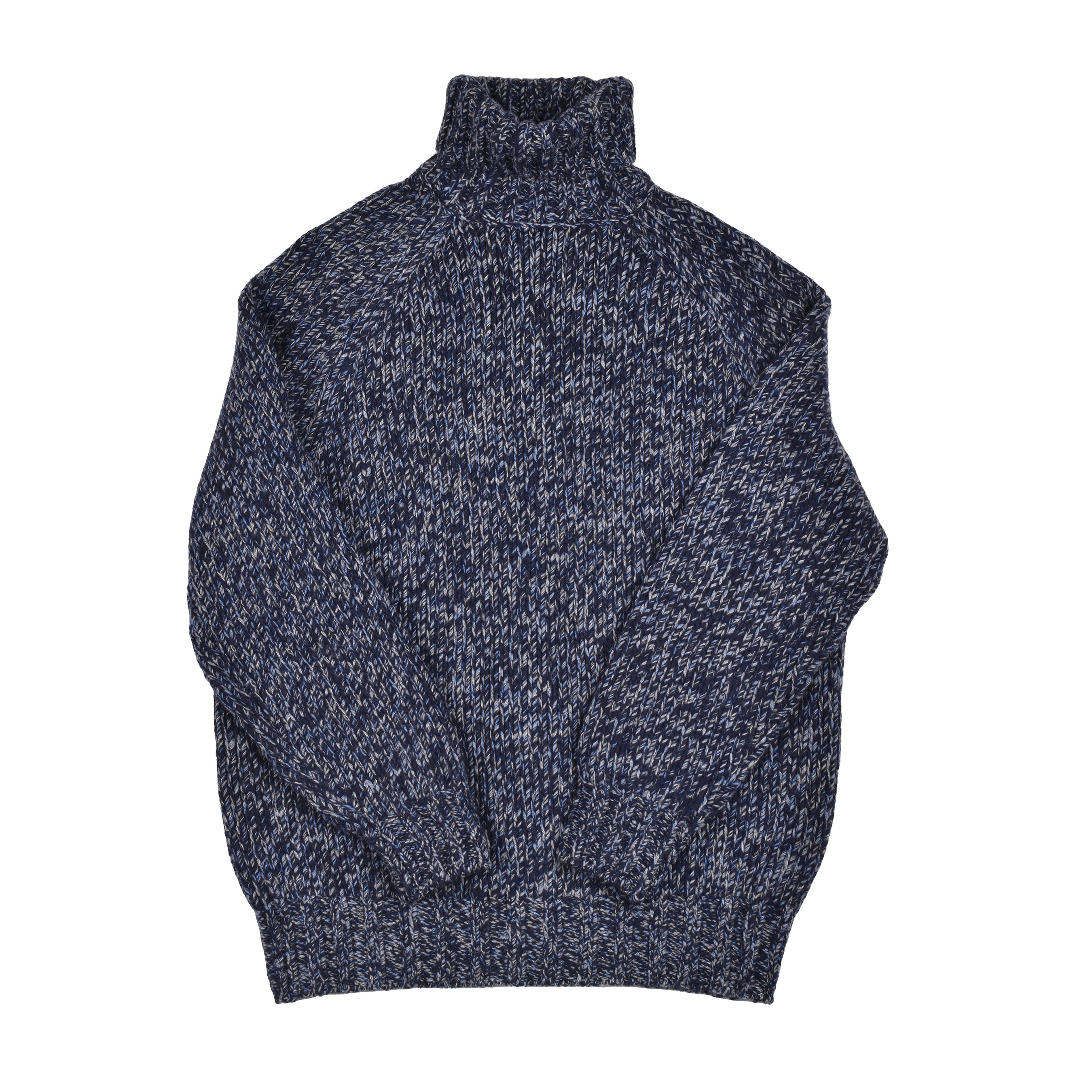 BRUNELLO CUCINELLI MEN'S BLUE CASHMERE BLEND TURTLENECK SWEATER