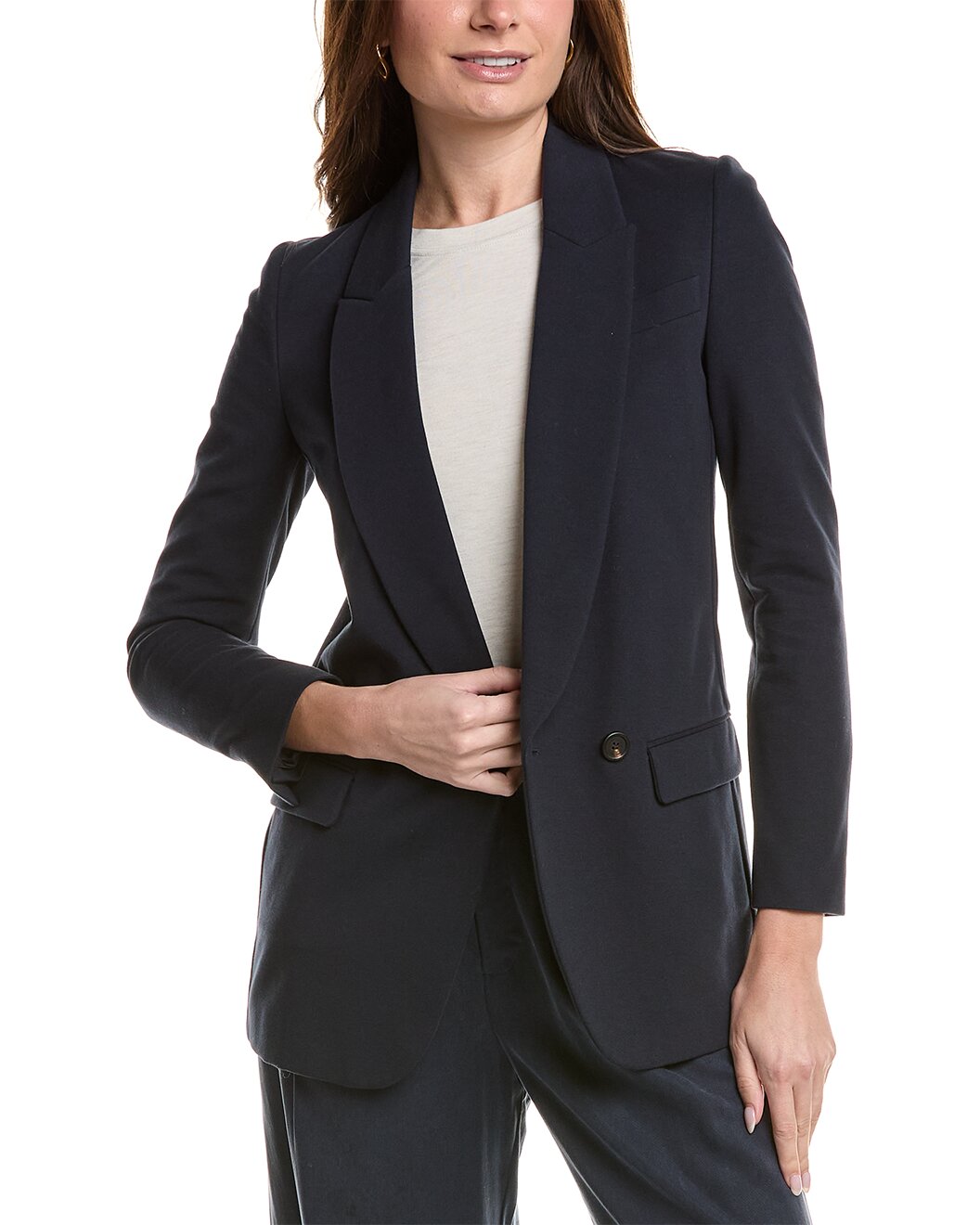 BRUNELLO CUCINELLI WOMEN'S NAVY DECONSTRUCTED SINGLE BUTTON BLAZER