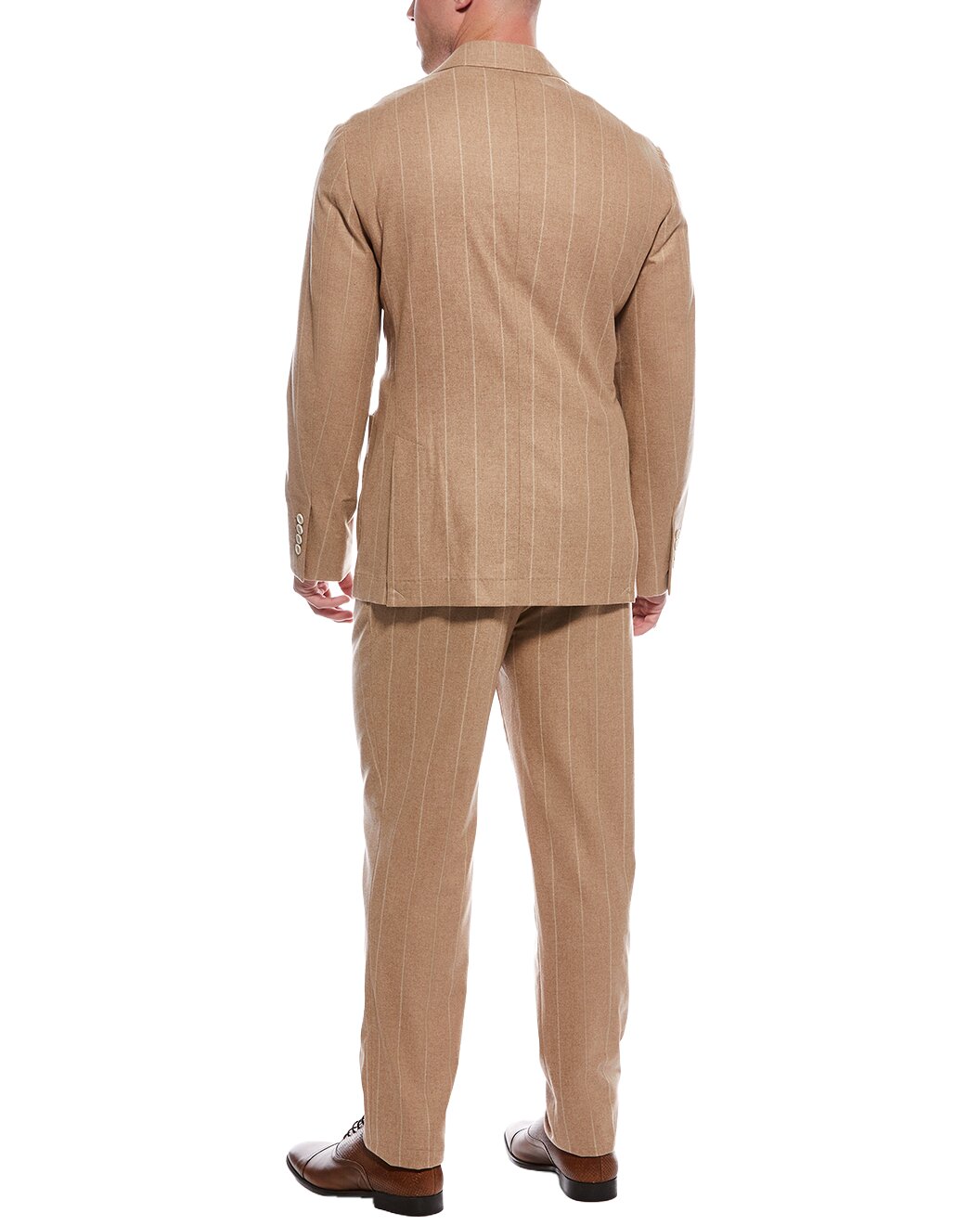 BRUNELLO CUCINELLI MEN'S TAN WOOL TAILORED SUIT