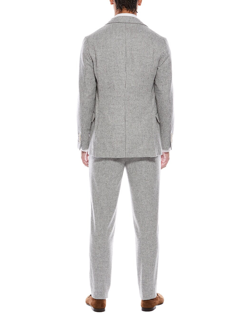 BRUNELLO CUCINELLI MEN'S LIGHT GREY WOOL BLEND SUIT