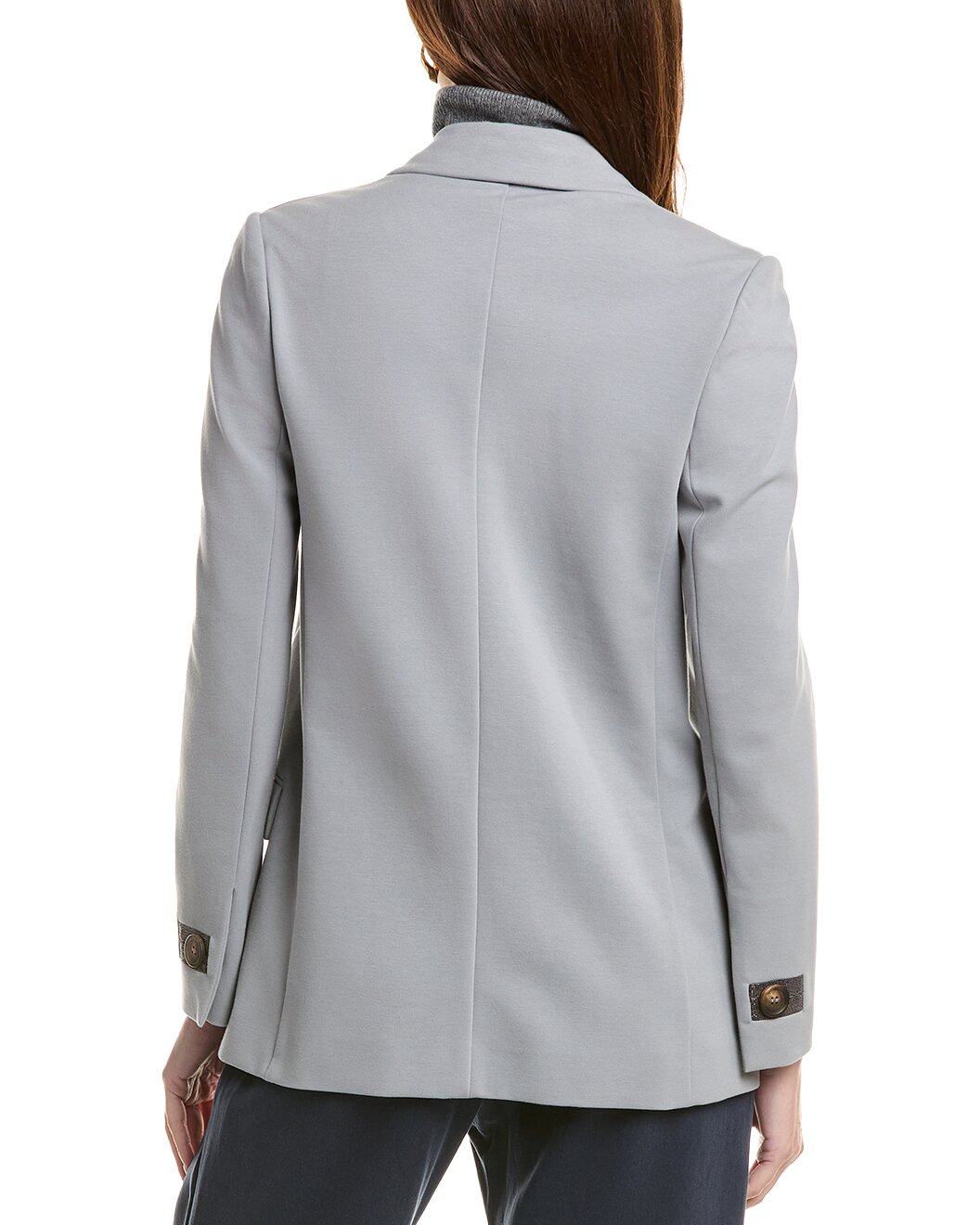 BRUNELLO CUCINELLI WOMEN'S LIGHT GREY DOUBLE-BREASTED BLAZER