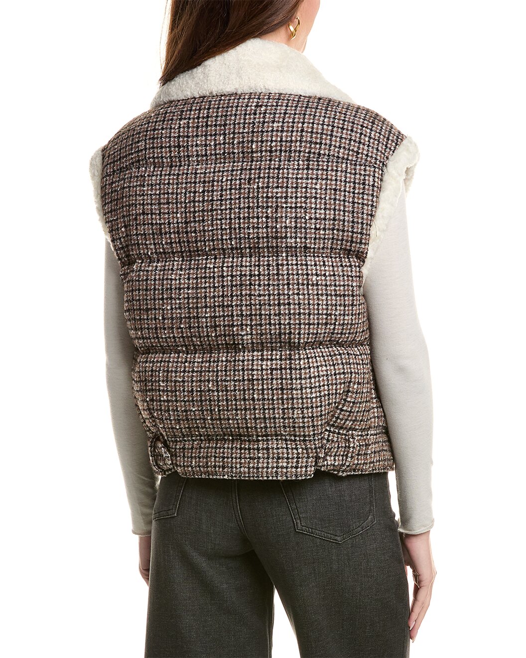 BRUNELLO CUCINELLI WOMEN'S BROWN WOOL PLAID JACKET